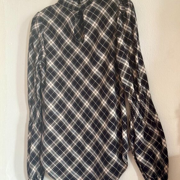 Veronica Beard Black and White Corbie Shirred Plaid Top size 6-8 - Picture 8 of 12